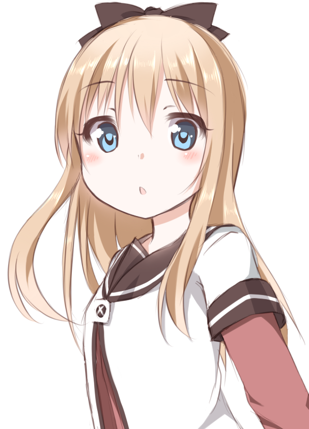 1girl, blonde_hair, blue_eyes, bow, hair_bow, kou89, looking_at_viewer, open_mouth