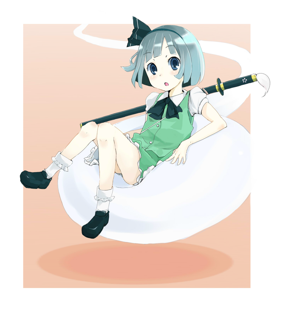 ghost, hairband, kanegon, katana, konpaku_youmu, konpaku_youmu_(ghost), myon, short_hair, silver_hair, solo, sword, touhou, weapon