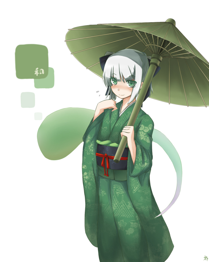 alternate_hairstyle, arcadia090, bad_id, blush, ghost, green_eyes, hairband, highres