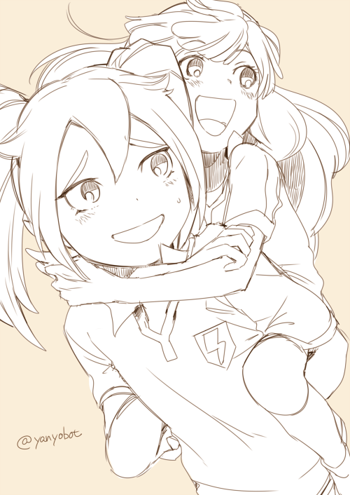 1boy, 1girl, fei_rune, inazuma_eleven_(series), inazuma_eleven_go, inazuma_eleven_go_chrono_stone, lightning_bolt, long_hair