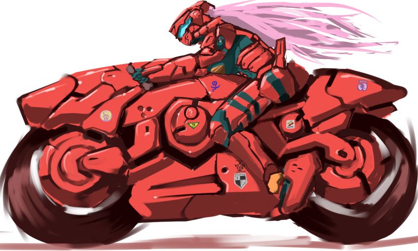 long_hair, motor_vehicle, motorcycle, original, pink_hair, solo, vehicle, vuccha