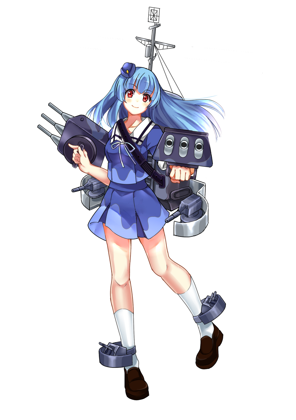 1girl, blue_hair, hat, highres, mana_(418208360), official_art, pleated_skirt, red_eyes