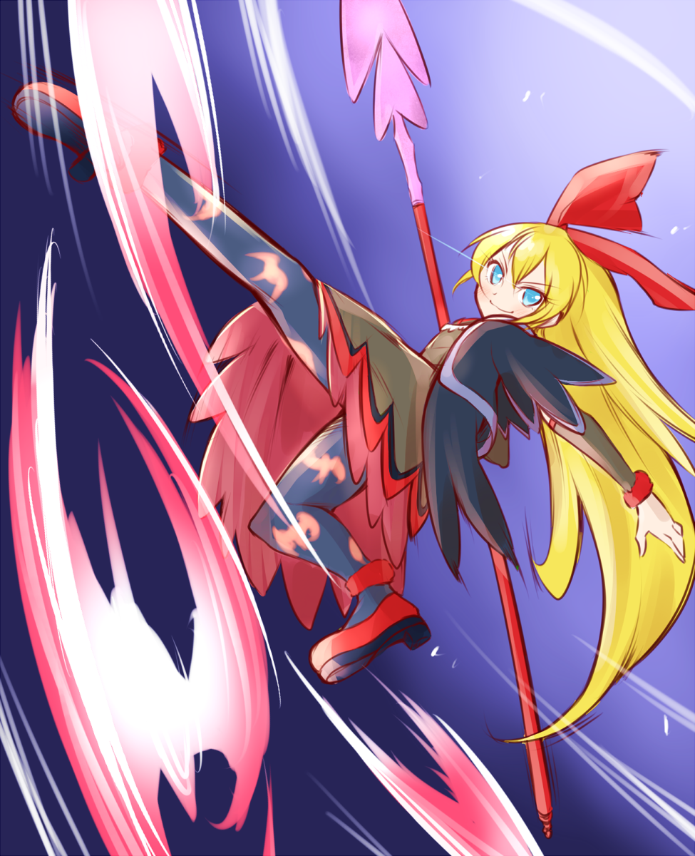 1girl, arakawa_tarou, bat_print, black_dress, blonde_hair, blue_background, blue_eyes, dokidoki!_precure