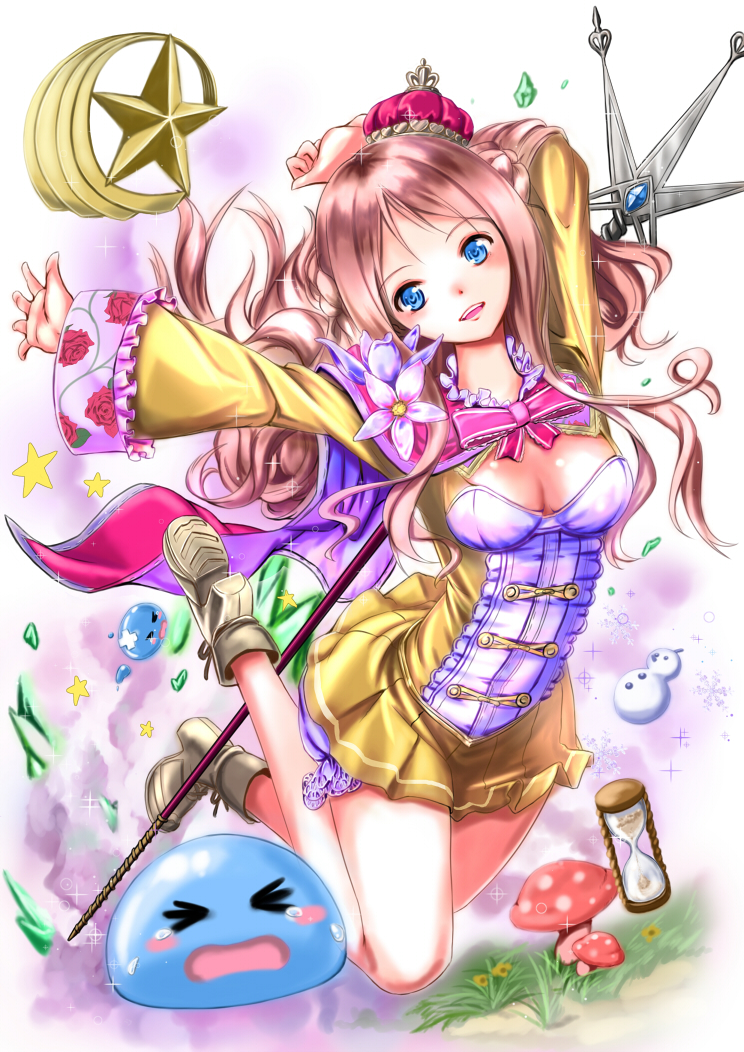 >_<, 1girl, atelier_(series), atelier_meruru, blob, blue_eyes, braid, brown_hair
