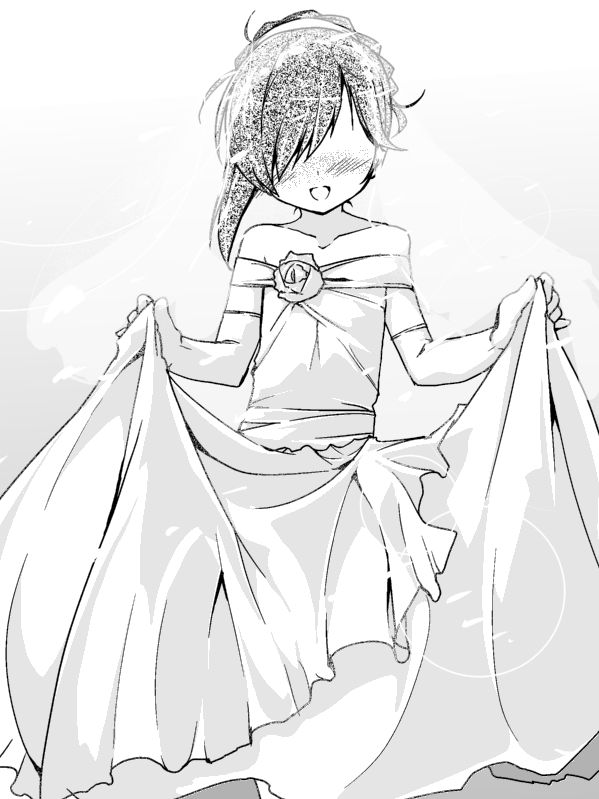 1girl, bare_shoulders, bridal_veil, bride, dress, elbow_gloves, freckles, gloves