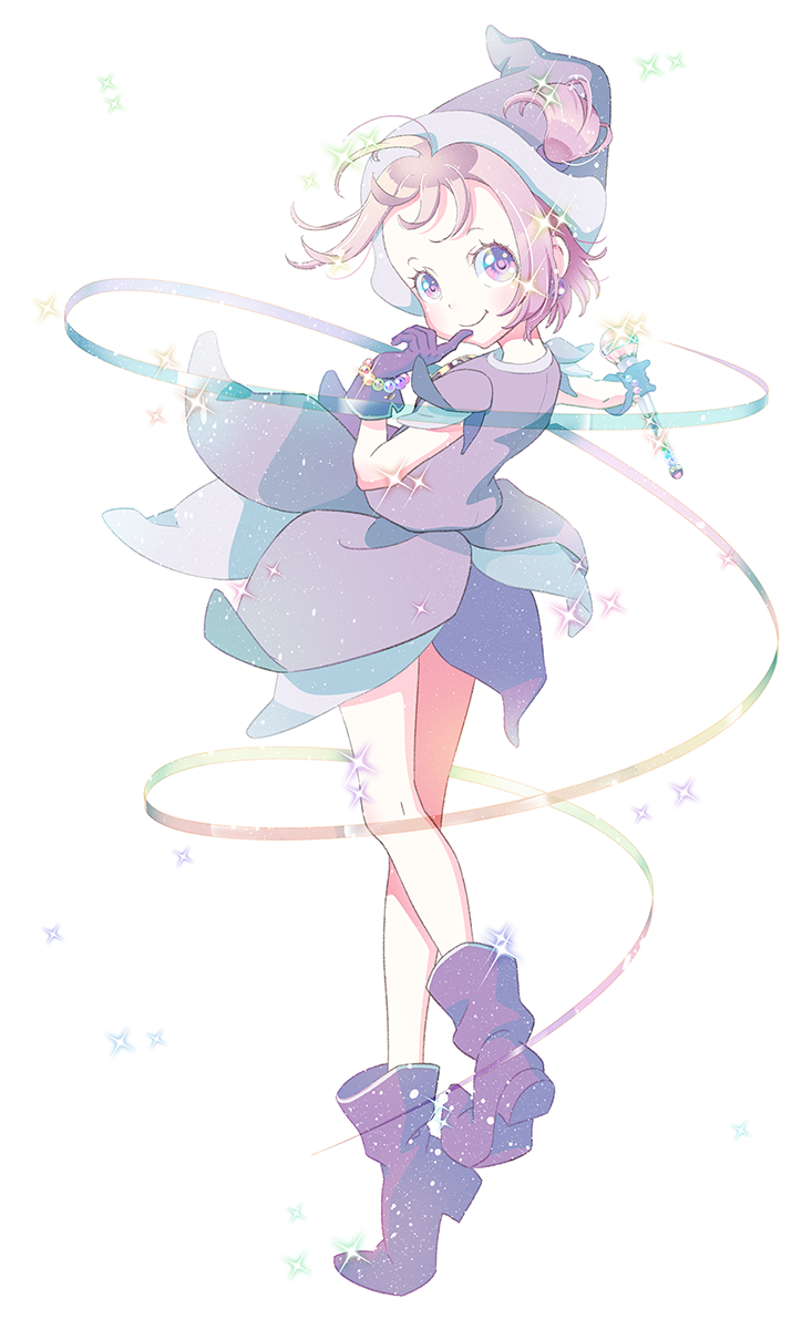 1girl, blush, hat, highres, ojamajo_doremi, purple_hair, segawa_onpu, short_hair