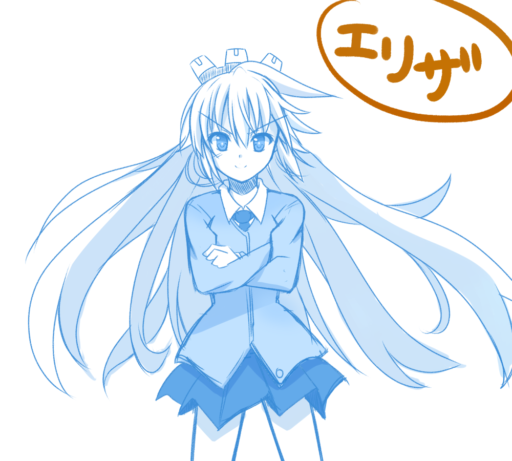 artist_request, cosmic_break, crossed_arms, elisalotte, headgear, long_hair, school_uniform, skirt