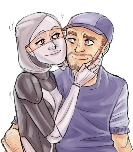 android, couple, edi_(mass_effect), human, joker_(mass_effect), lowres, mass_effect, mass_effect_2