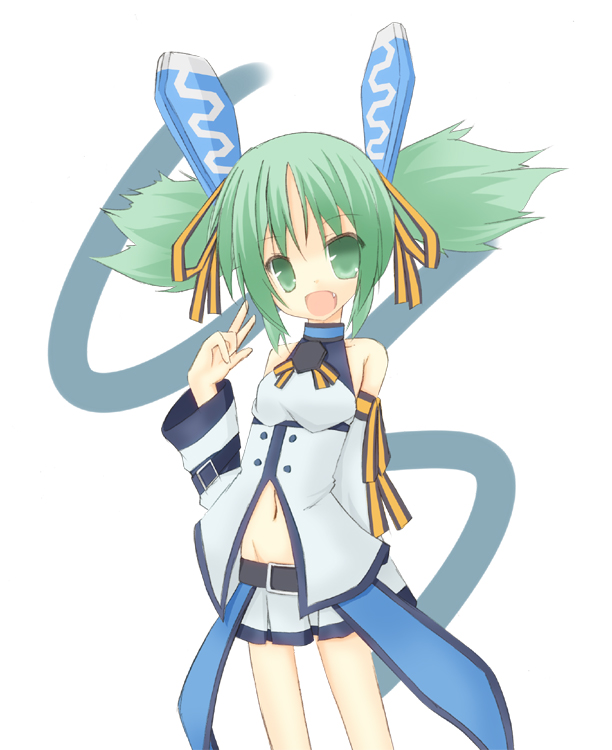 adapted_costume, artist_request, c.s., cosmic_break, detached_sleeves, fang, green_eyes, green_hair