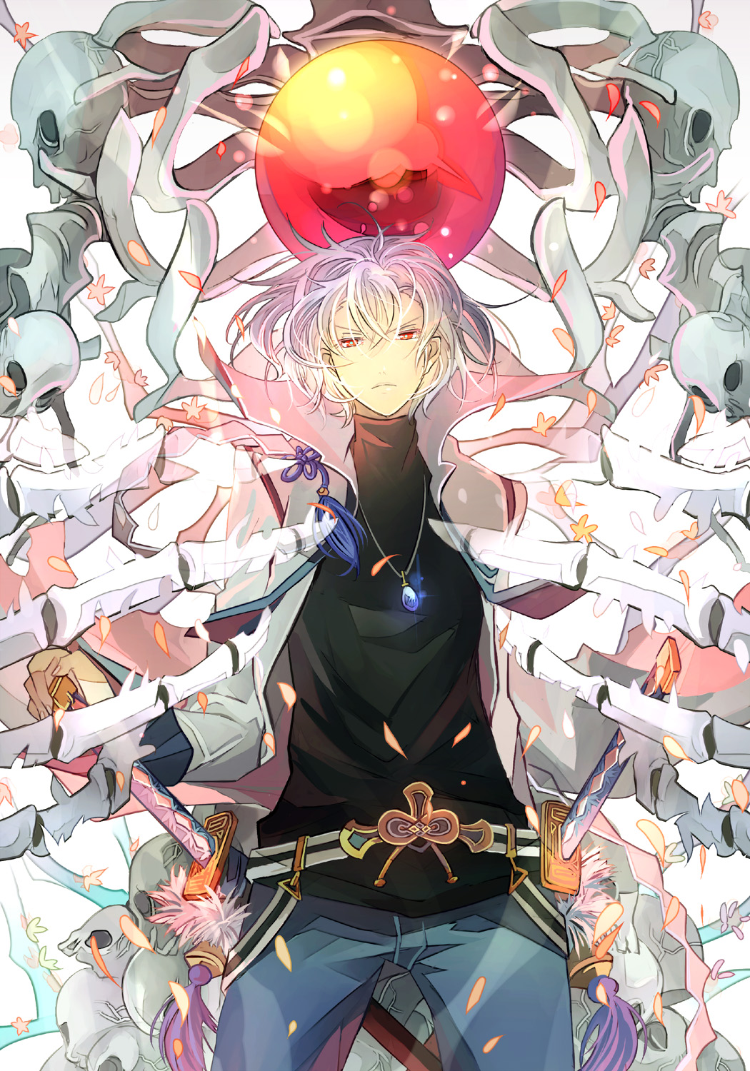 castlevania, castlevania:_dawn_of_sorrow, highres, kariya_(mizore), katana, red_eyes, skeleton, soma_cruz