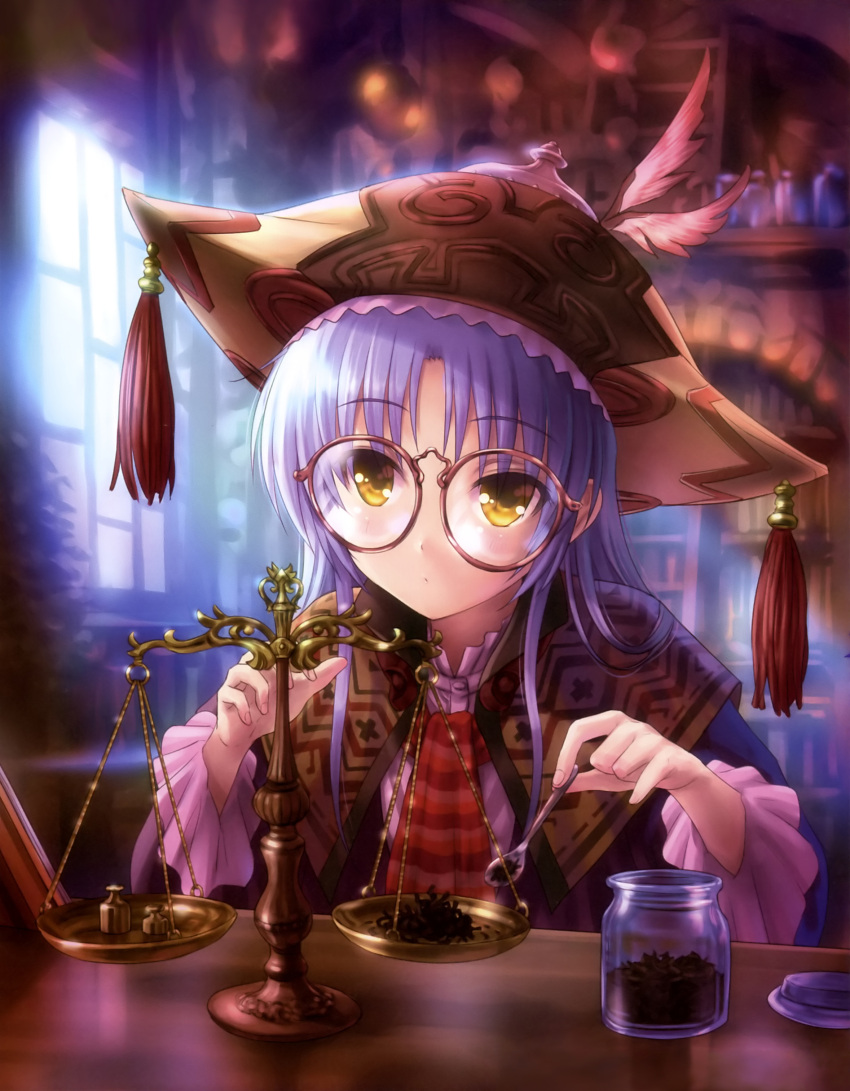 1girl, absurdres, angel_beats!, glasses, goto_p, hat, highres, japanese_clothes