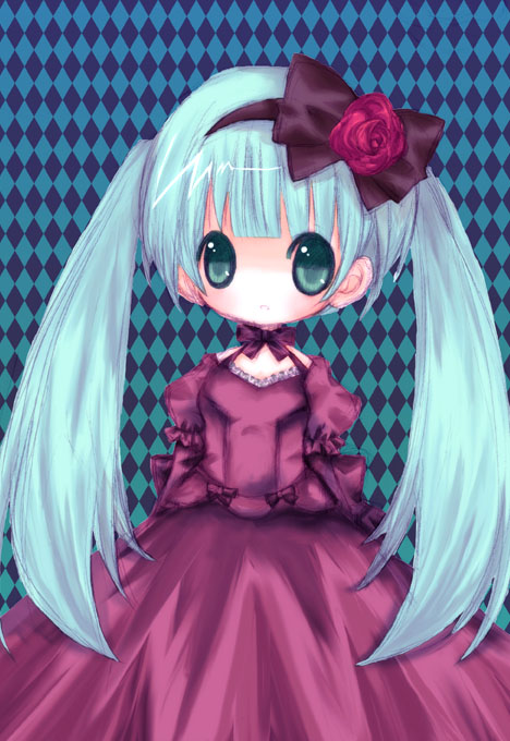 dress, green_eyes, hatsune_miku, keimari, long_hair, twintails, vocaloid