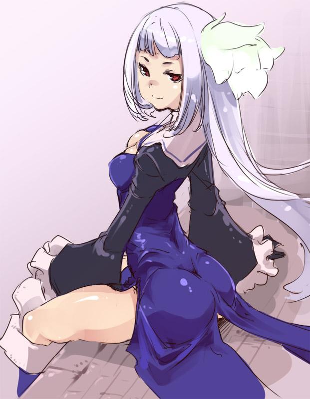 bravely_second, flower, gloves, hair_flower, hair_ornament, lavender_hair, legs, magnolia_arch