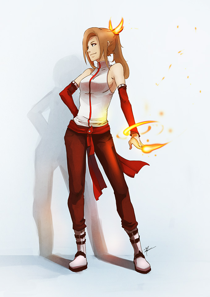 1girl, akemi_hotaru, alternate_hairstyle, bare_shoulders, blue_eyes, boots, breasts, bridal_gauntlets