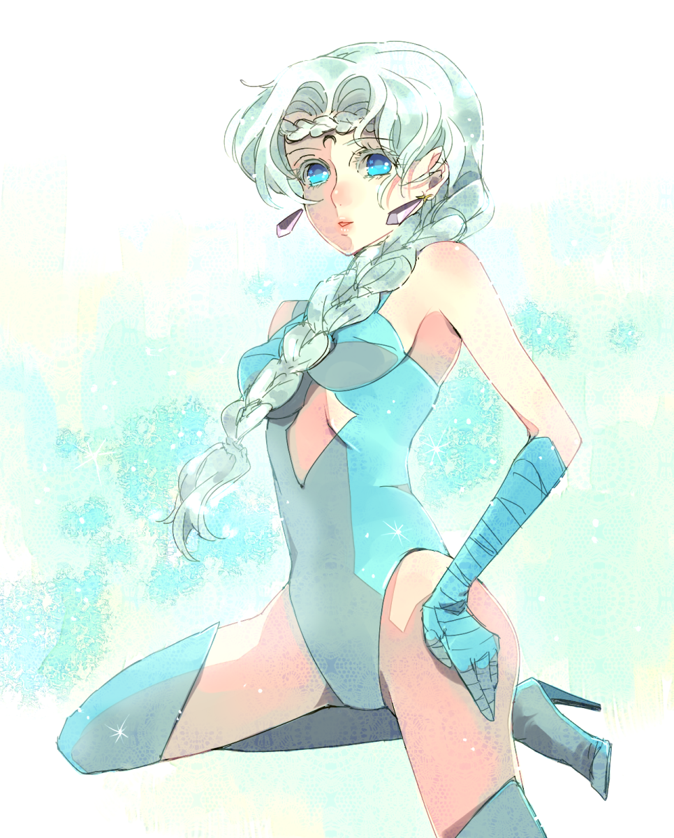 1girl, aose_akira, beruche_(sailor_moon), bishoujo_senshi_sailor_moon, black_moon_clan, blue_eyes, blue_hair, blue_legwear