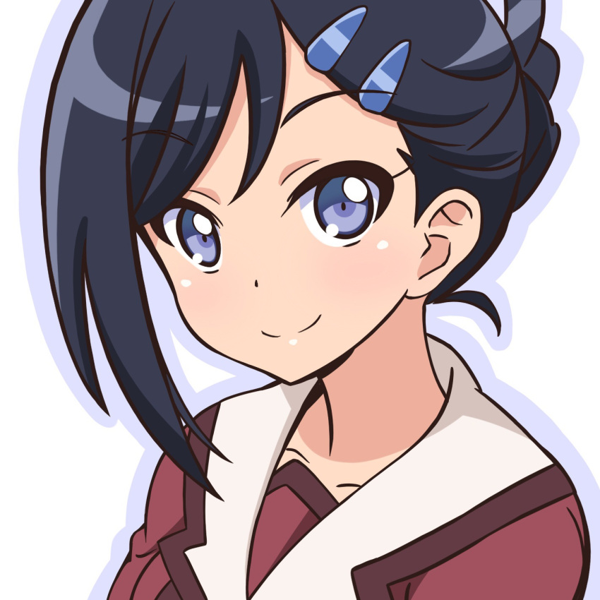 1girl, black_hair, blue_eyes, folded_ponytail, highres, inou-battle_wa_nichijou-kei_no_naka_de, kudou_mirei, school_uniform