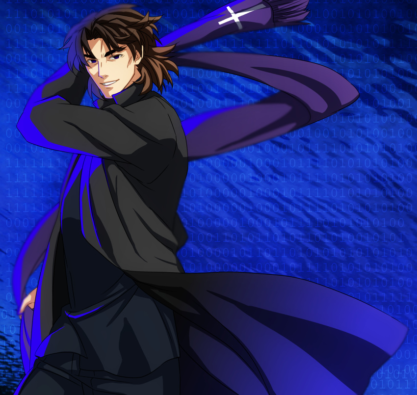 1boy, brown_eyes, brown_hair, dairii, fate/stay_night, fate_(series), highres, kotomine_kirei