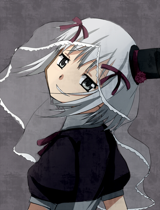 grey_eyes, grey_hair, hat, kanna_asumi, lieass, mahou_shoujo_madoka_magica, on, ribbon