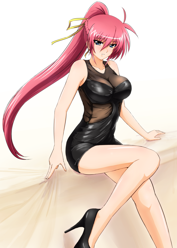 1girl, bare_shoulders, blue_eyes, blush, breasts, cleavage, collarbone, diesel-turbo