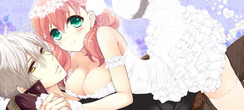 1boy, 1girl, amiko_(frostedchocolate), atelier_(series), atelier_escha_&amp;_logy, blush, braid, breasts