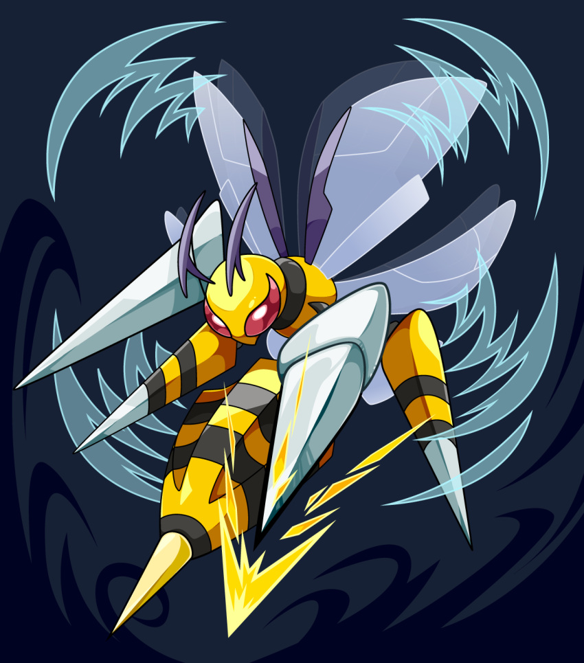 antennae, beedrill, flapping, highres, insect_wings, mega_beedrill, multiple_arms, multiple_wings