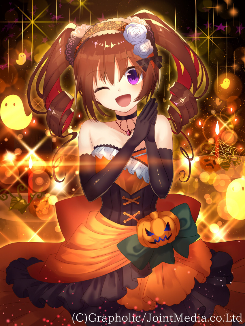 1girl, ;d, highres, looking_at_viewer, official_art, one_eye_closed, open_mouth, priget_plus, smile, solo, yusano