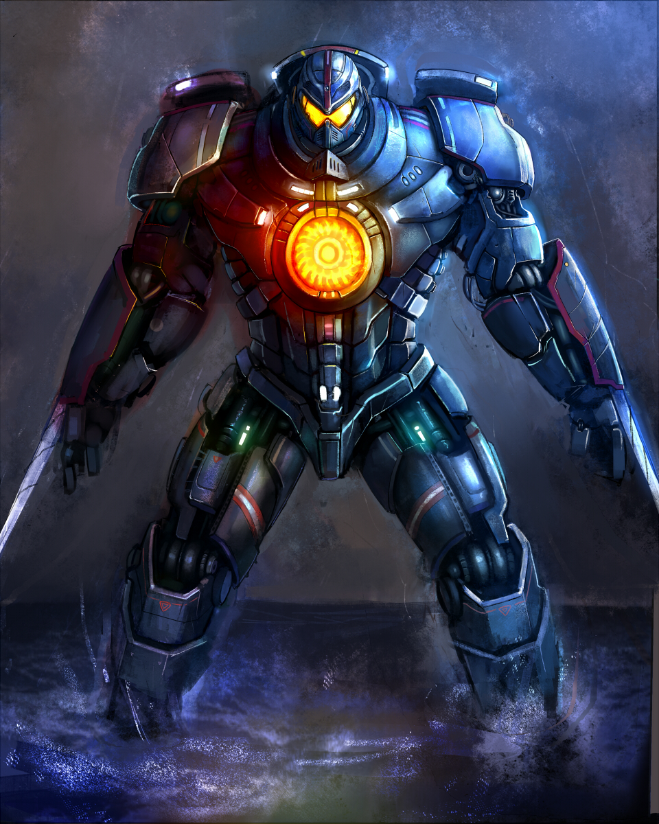 arm_blade, gipsy_danger, glowing, highres, mecha, mokyu_(kukoudesu), no_humans, pacific_rim