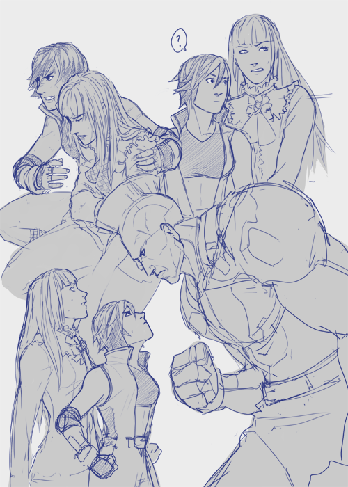 2girls, ?, android, collage, commentary, confrontation, eye_contact, greyscale