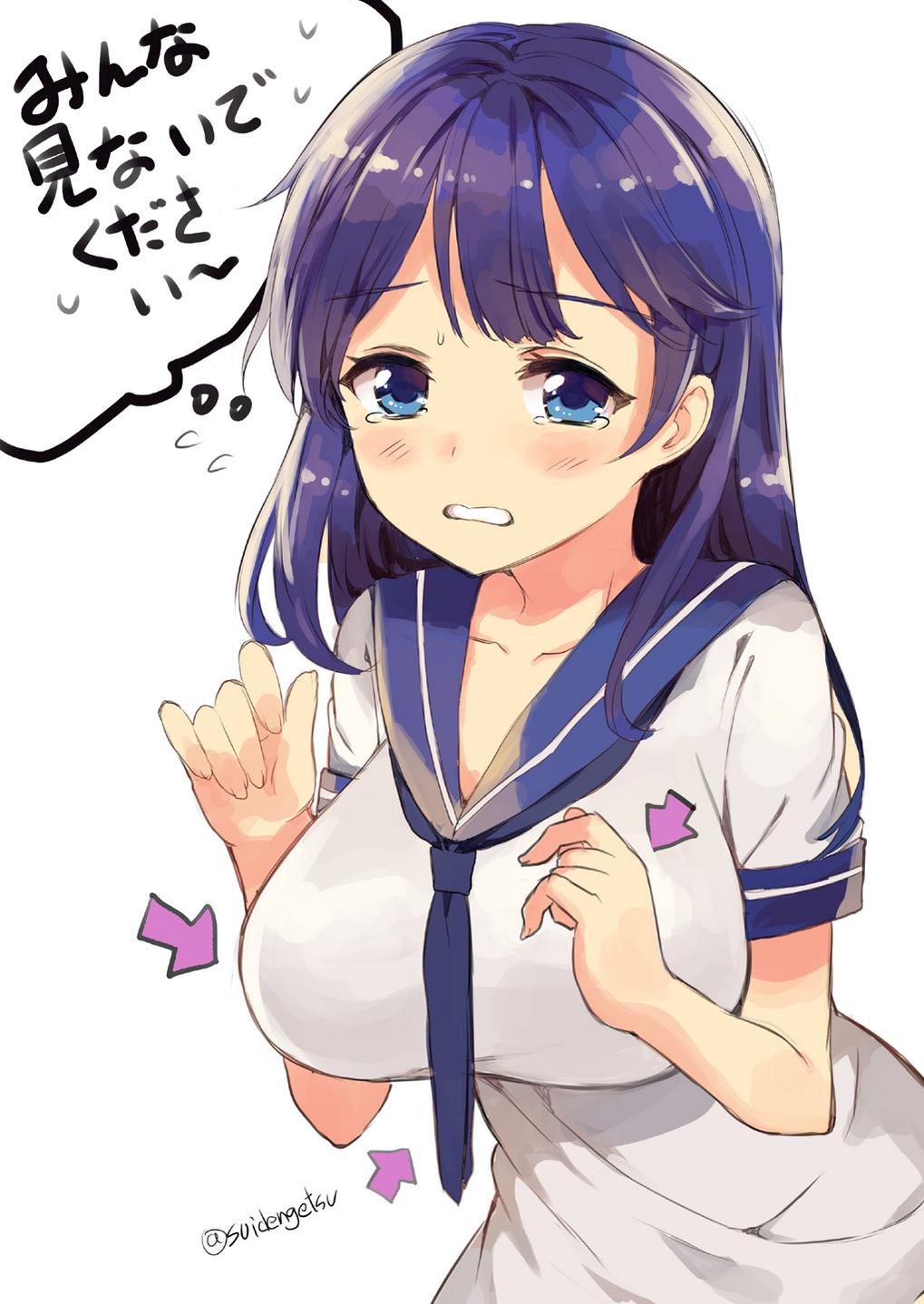 1girl, bangs, black_hair, blush, bowtie, breasts, collarbone, highres