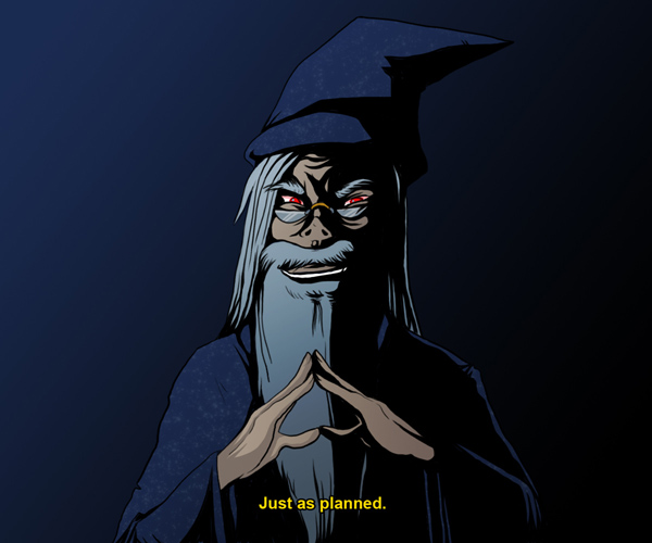 albus_dumbledore, death_note, evil_smile, fake_screenshot, fingers_together, glasses, grey_hair, harry_potter