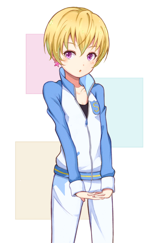 1girl, aikatsu!, blonde_hair, blush, earrings, hattori_yuu, jewelry, open_mouth