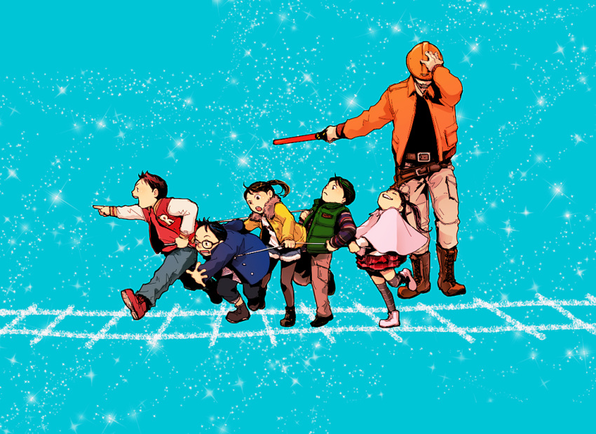 2girls, 4boys, child, el2, female, glasses, helmet, hikari_(ressha_sentai_toqger)