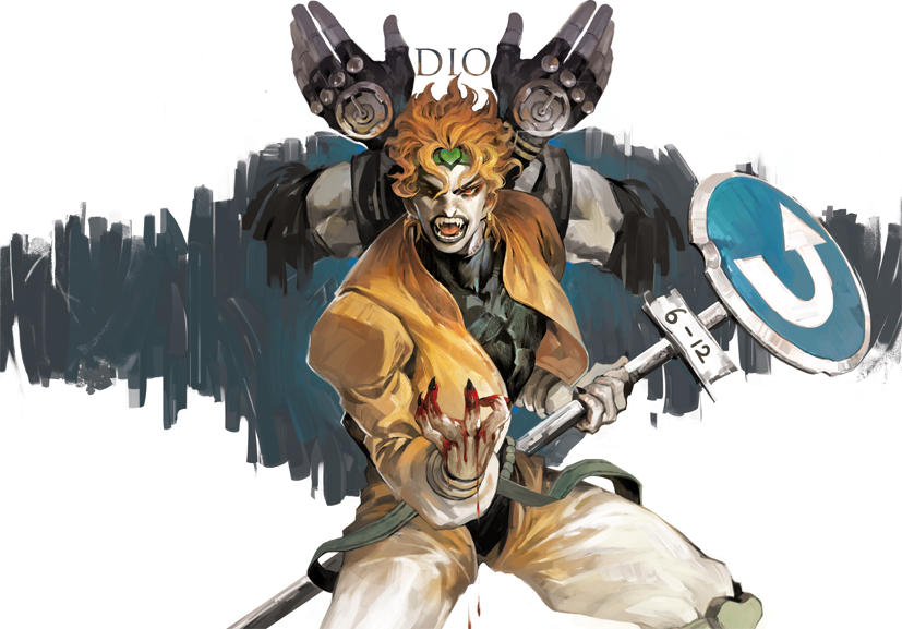 2boys, ao666, black_lipstick, blonde_hair, dio_brando, headband, jojo_no_kimyou_na_bouken, lipstick