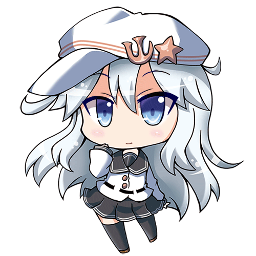 1girl, ?, animated, animated_gif, black_legwear, blue_eyes, chibi, hat, hibiki_(kantai_collection), kantai_collection, long_hair, lowres, noai_nioshi, open_mouth, pleated_skirt, school_uniform, serafuku, silver_hair, skirt, smile, solo, spoken_question_mark, thigh-highs, verniy_(kantai_collection)