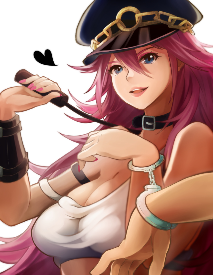 1boy, 1girl, blue_eyes, bracelet, breasts, capcom, choker, cody_travers