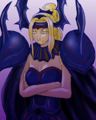 armor, blonde_hair, crossed_arms, final_fantasy, final_fantasy_iv, golbeza_(cosplay), long_hair, ponytail