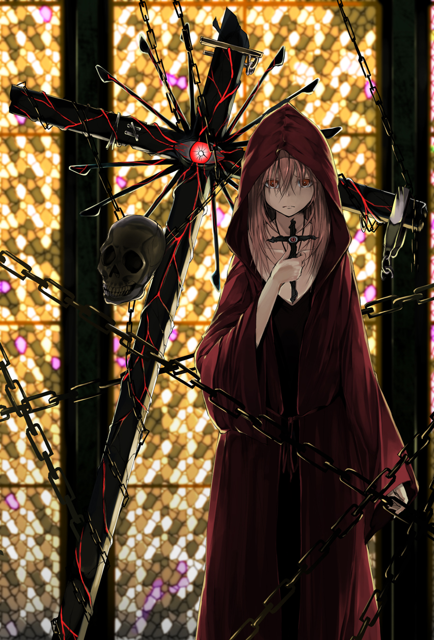 chain, cross, highres, looking_at_viewer, original, skull, solo, solru