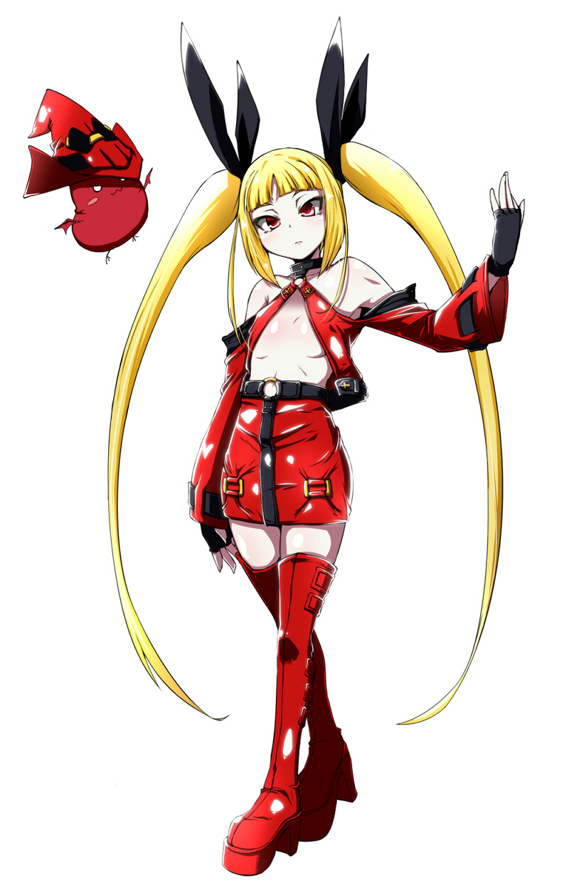 blazblue, blonde_hair, boots, fingerless_gloves, flat_chest, gloves, hat, highres