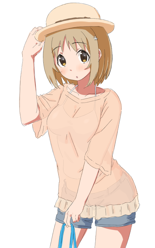 1girl, :o, brown_eyes, brown_hair, chelle_ingham, flower, hair_flower, hair_ornament