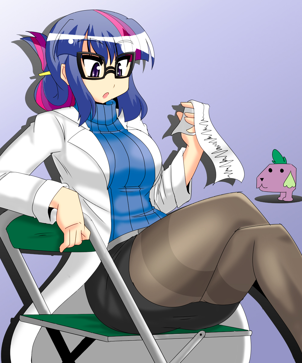 1girl, :o, akasode_(tyaramu), animalization, breasts, dog, folded_hair, glasses