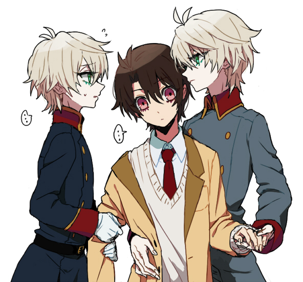 ahoge, aldnoah.zero, brown_eyes, brown_hair, dual_persona, kaizuka_inaho, male, military