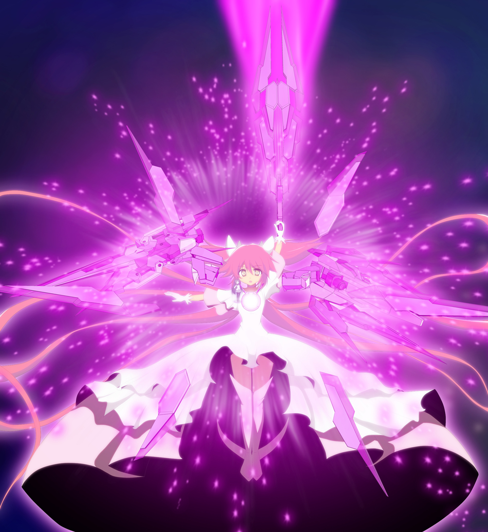 00_qan[t], 1girl, goddess_madoka, gundam, gundam_00, kalx, kaname_madoka, mecha_musume