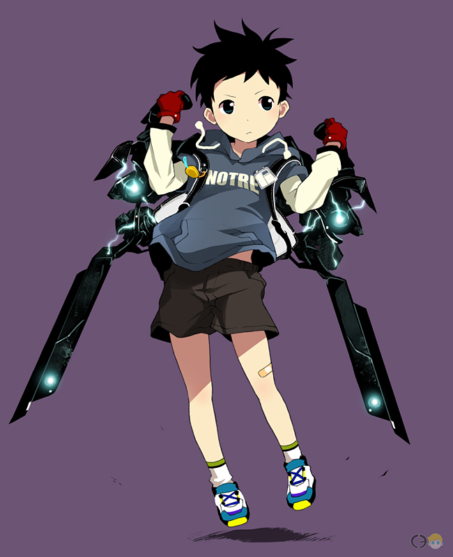 1boy, bandaid, black_eyes, black_hair, gloves, male, noeyebrow_(mauve), original, red_gloves, short_hair, simple_background, solo, treize_(mauve)