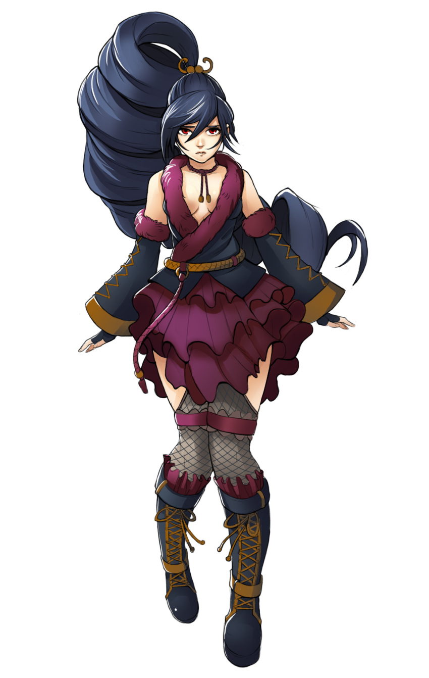 1girl, amy_sorel, black_hair, boots, celestia_rudenberk, choker, cross-laced_footwear, dangan_ronpa