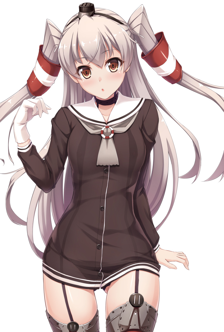 1girl, absurdres, amatsukaze_(kantai_collection), black_panties, blush, brown_eyes, choker, fujirin
