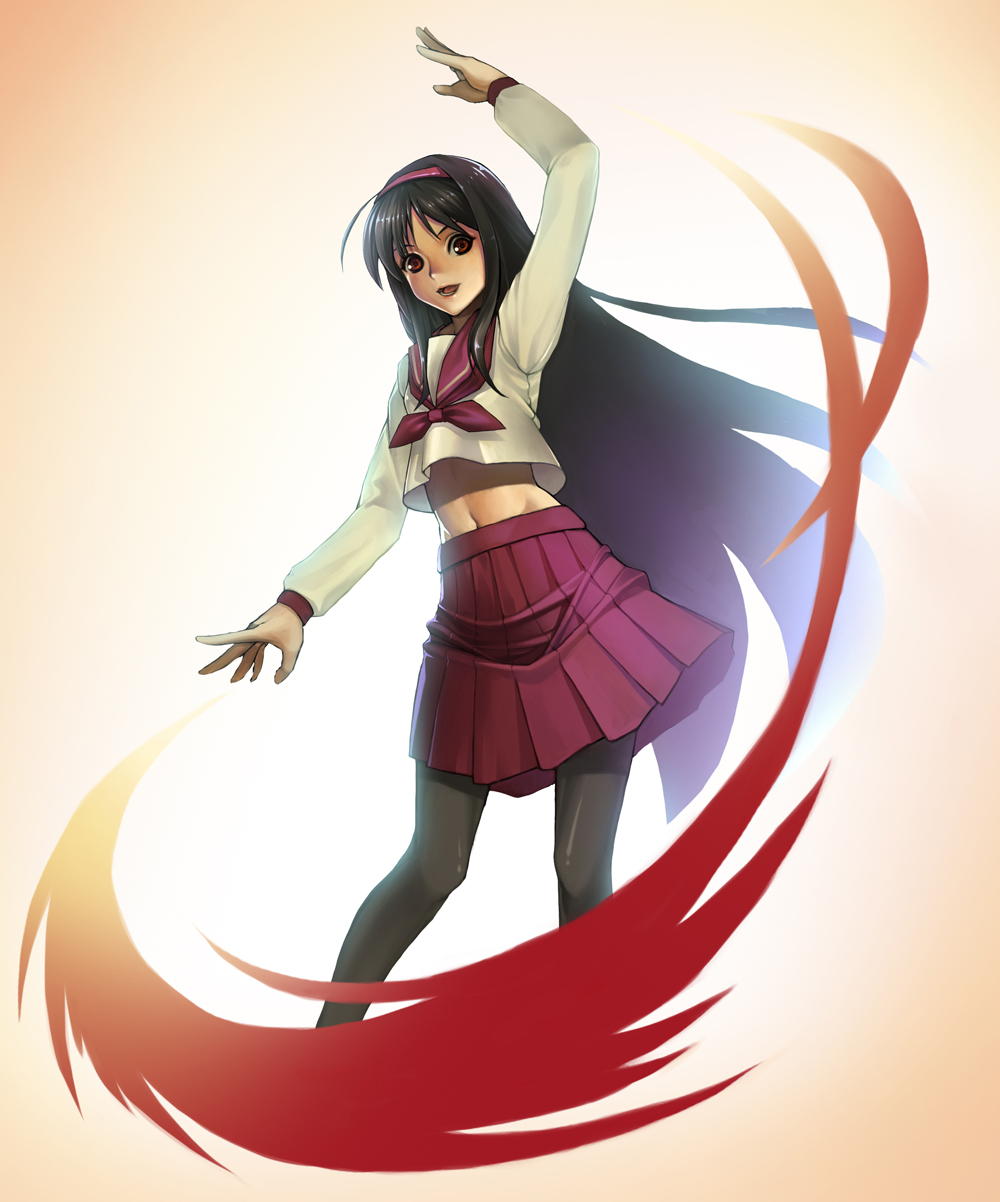 110_(pixiv), dominic, hairband, highres, long_hair, melty_blood, midriff, pantyhose