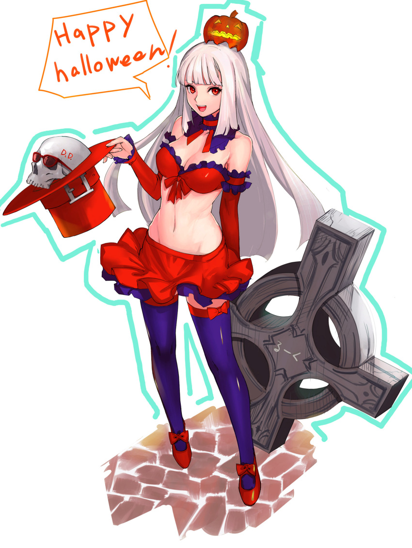 1girl, alternate_color, breasts, capcom_fighting_jam, celtic_cross, cleavage, elbow_gloves, english
