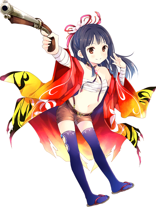 bandages, black_hair, last_summoner, long_hair, oda_nobuna_(last_summoner), official_art, sarashi, tagme