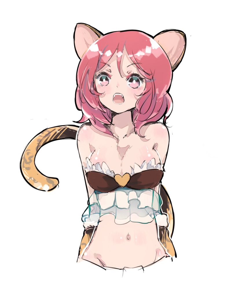 1girl, animal_ears, bare_shoulders, breasts, cleavage, duizhang, fangs, highres