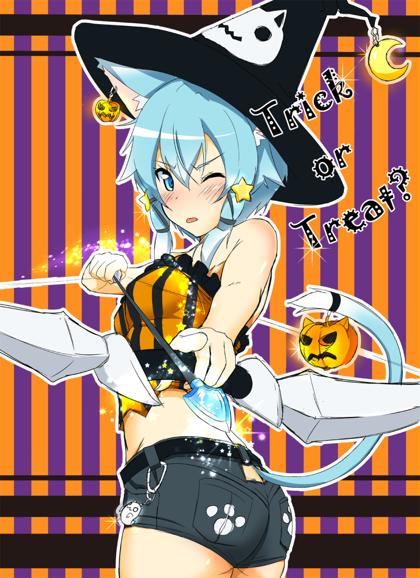 1girl, animal_ears, arrow, blue_eyes, blue_hair, bow_(weapon), cat_ears, cla_(torinabe)